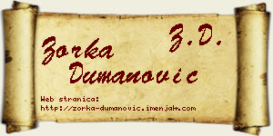 Zorka Dumanović vizit kartica